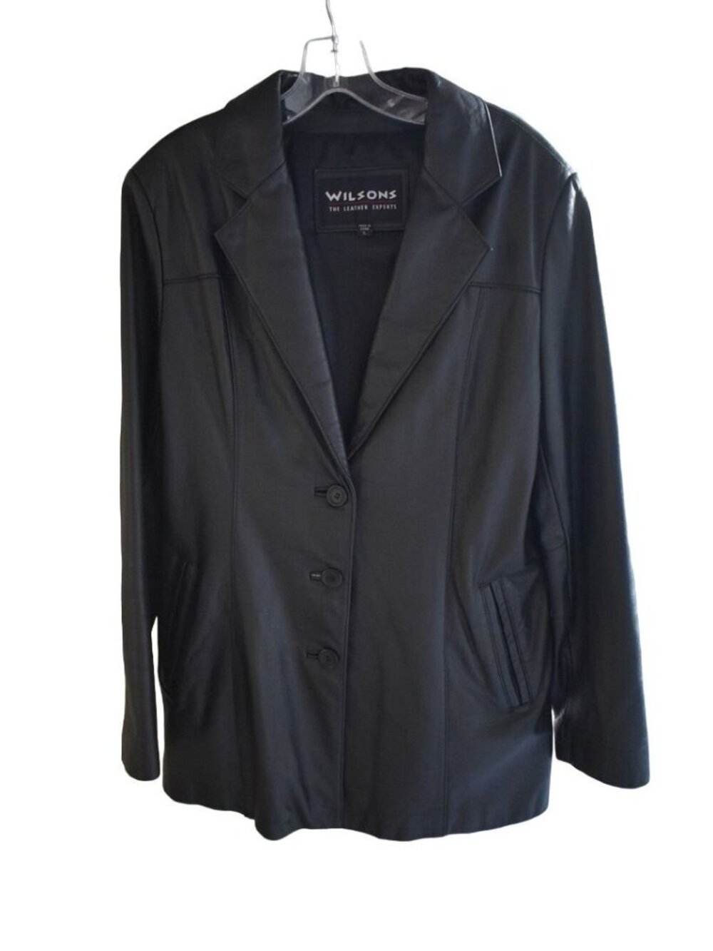 Women's Vintage 90's Wilsons Leather Black 3 Button Jacket L